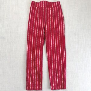 Laura Byrnes Pinup Girl Heart Stripe Cigarette Pants Red High Waist M USA
